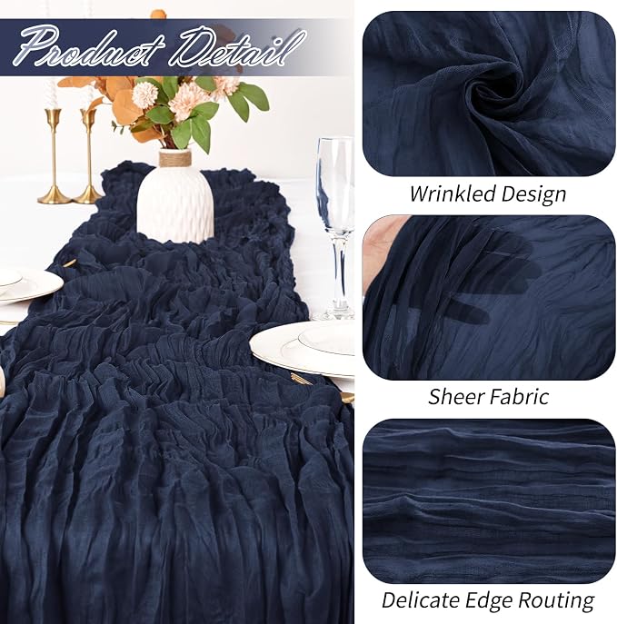 15 Pack Navy Blue Cheesecloth Table Runner 17 x 108 inch Cheese Cloth Table - Image 3