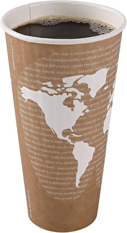 ECO PRODUCTS Compostable Disposable Insulated World Art 20oz Large Coffee Cups - Image 8