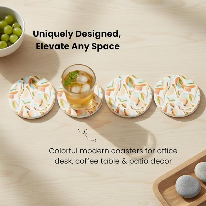 Ceramic Marble Coasters Set of 6, Absorbent Drink Coasters - Image 3