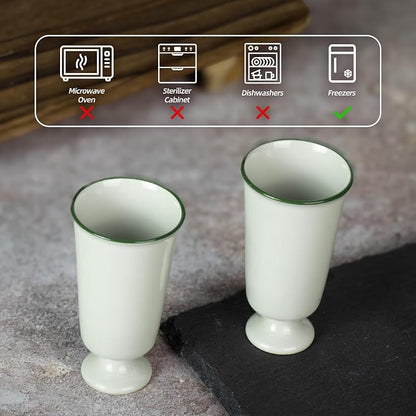KAMMAK Ceramic Tea Cups Set of 2, 1.1 oz, Vintage Small Teacups, 718N | Hand - Image 2
