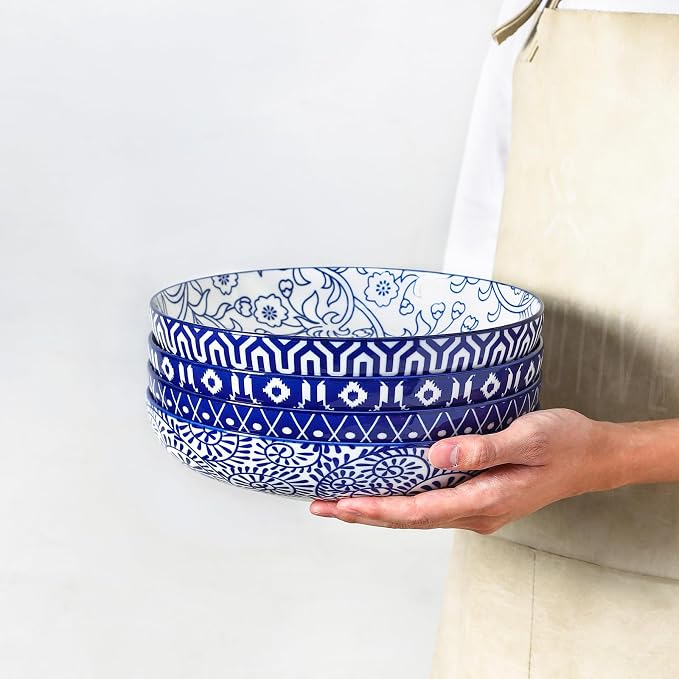 Selamica Ceramic Pasta Bowls Set of 4, 34 OZ Salad Bowls, 8.6 Inch Wide and - Image 6