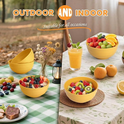 Sunshine Yellow Bowl Set of 8, 60 Oz Large Wheat Straw Bowls, Unbreakable Big - Image 7