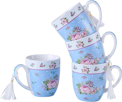 London Boutique Cups Mugs Set 4 Fine China Shabby Chic Vintage Retro Design in - Image 3