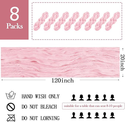 8 Pack Light Pink Cheesecloth Table Runner 20 x 120 inch Gauze Table Runners 10 - Image 2