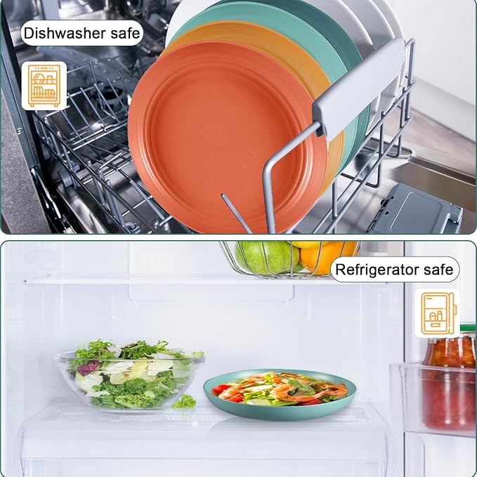 HEYCOME 12 Pcs Unbreakable Deep Dinner Plates Set, 10 inch Reusable Plastic - Image 6