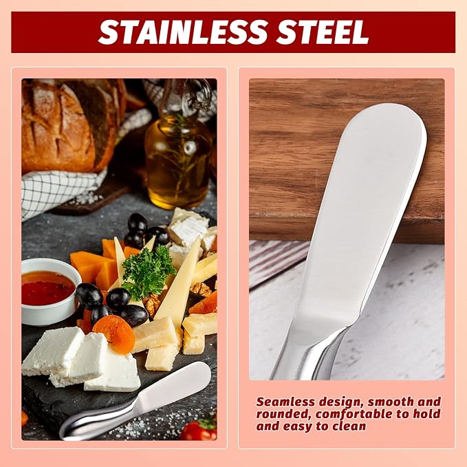 Butter Knives 4 Pieces Stainless Steel Cheese Butter Spreader Knife Set - Image 3