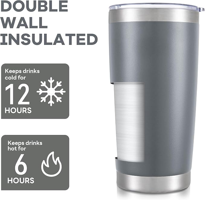 20 oz Tumbler with Lid Stainless Steel Insulated Tumblers Cups Travel Mug | - Image 3