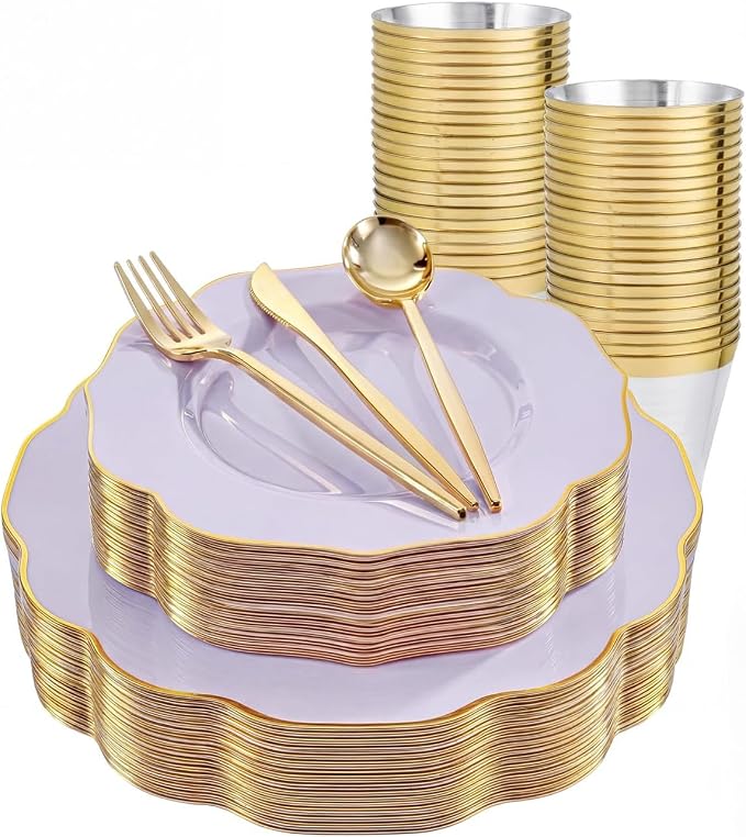 bUCLA 180PCS Purple Plastic Plates by BUCLA