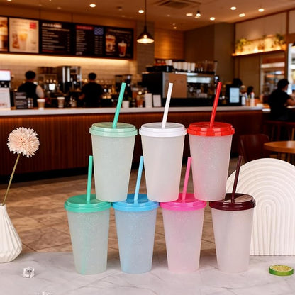 Color Changing Cups, 5 Pack 24oz Plastic Tumblers, Reusable Iced Coffee & - Image 6