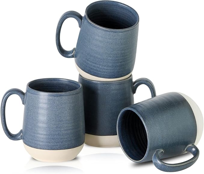 HASENSE Ceramic Large Coffee Mugs Set of 4-15 Ounce Porcelain Coffee Cups Set by Hasense