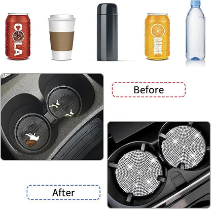 4 Pack Bling Car Coasters, Car Cup Holder Coaster, Rhinestone Coaster - Image 4