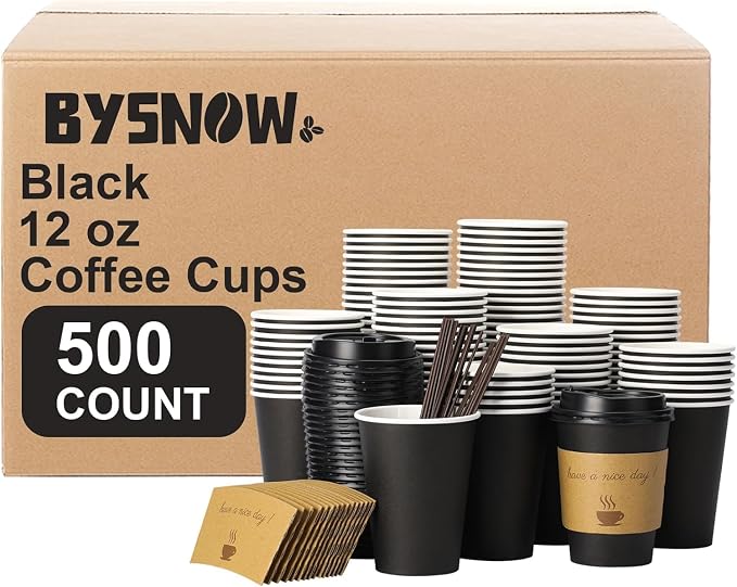 BYSNOW 500 pack 12 oz Bulk Disposable Coffee Cups by BYSNOW
