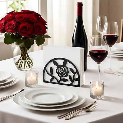 Epicano Napkin Holder for Table,Metal Rose Standing Napkin Holderfor Kitchen Dining Tables & Countertops, Paper Cocktail Napkins Holder Dispenser for Indoor & Outdoor,Unique Table Decor Gifts