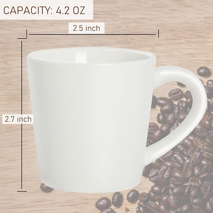 4.2oz Espresso Cups Set of 2, Ceramic Coffee Mugs Demitasse Cups, Small - Image 3