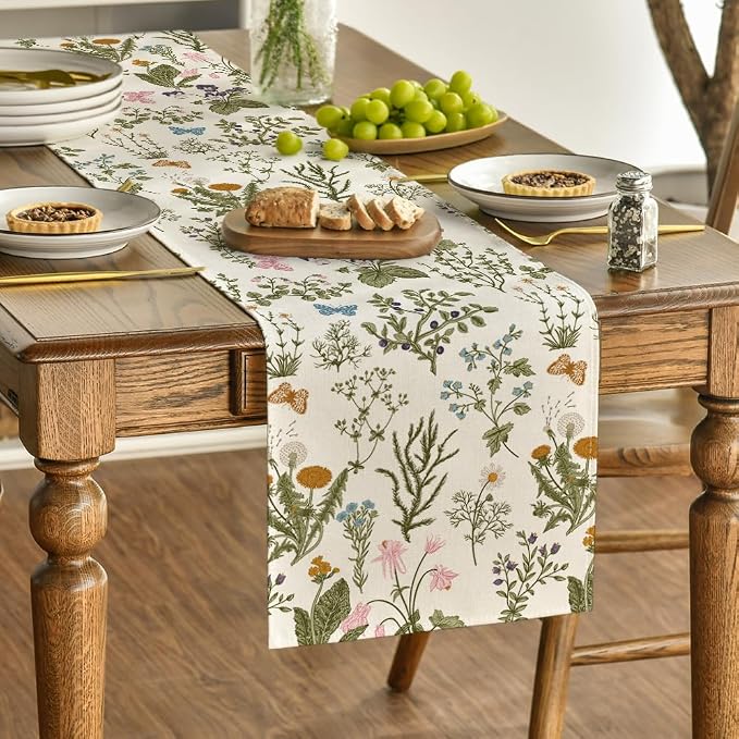 Artoid Mode Wildflowers Floral Spring Table Runner, Seasonal Summer Butterfly - Image 3
