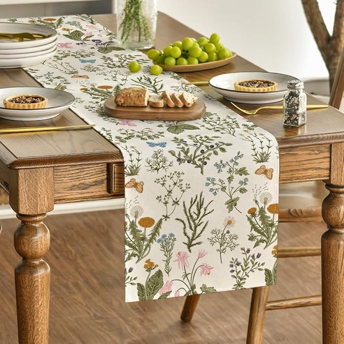 Artoid Mode Wildflowers Floral Spring Table Runner, Butterfly Seasonal Summer - Image 3
