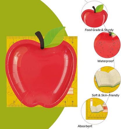 40 PCS Back to School Apple Paper Plates and Napkins Decorations, First Day of - Image 4