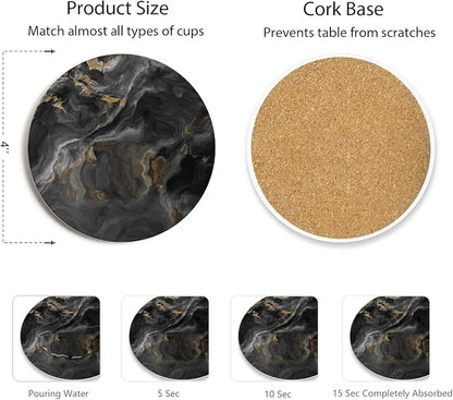 Set of 6 Abstract Black Marble Coasters - Image 4