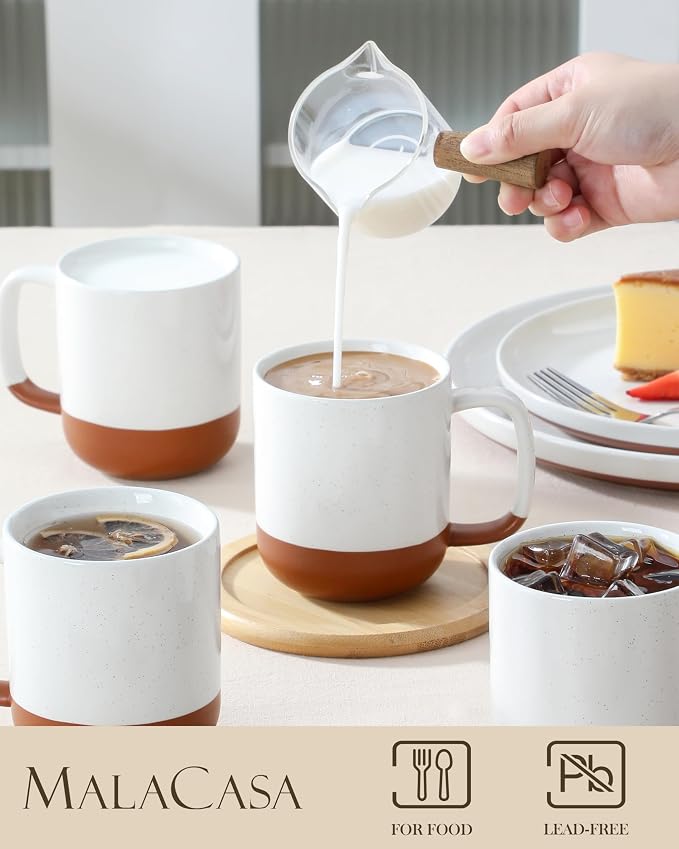 MALACASA Ceramic Coffee Mugs Set of 4, 11oz Coffee Cups, Modern Farmhouse Mugs - Image 3
