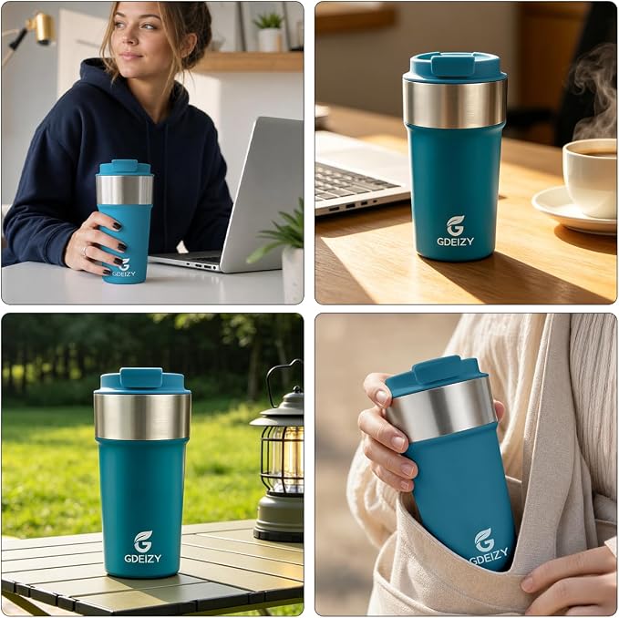 17oz Insulated Travel Coffee Mug, Stainless Steel Cup - Image 6