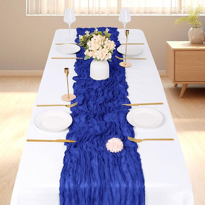 6 Pack Royal Blue Cheesecloth Table Runner, 17 x 108 inch, Semi Sheer Boho - Image 3