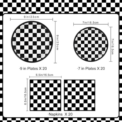 Oigco 60 PCS Race Car Birthday Party Decorations, Checkered Flag Plates and - Image 2