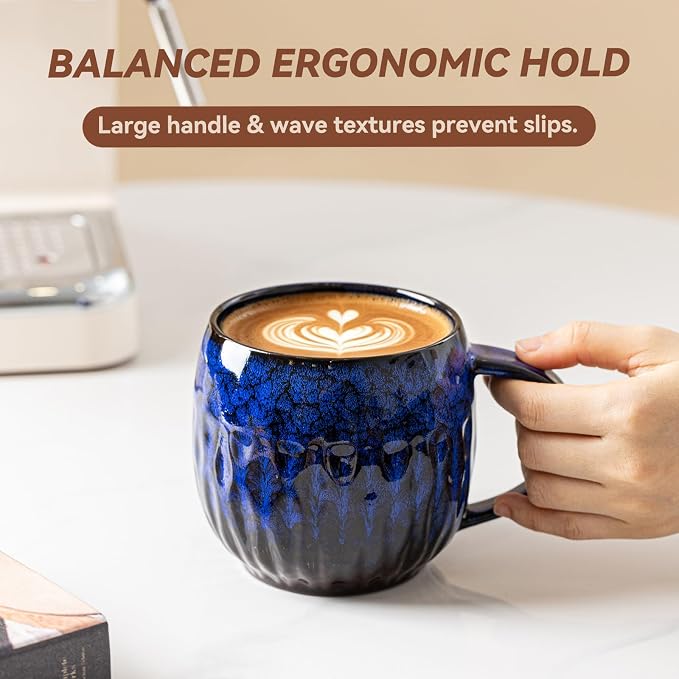 Ocean Surge Ceramic Coffee Mug - 21 oz Unique Reactive Glaze Coffee Cup - Image 9