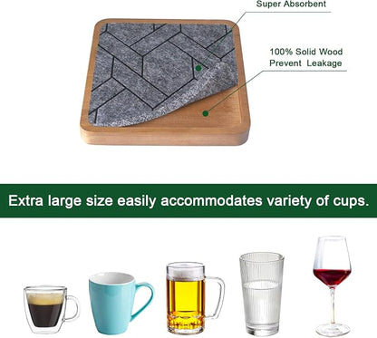 5 Pack Coasters for Drinks Absorbent, EDEGG Square Wood Coasters - Image 5