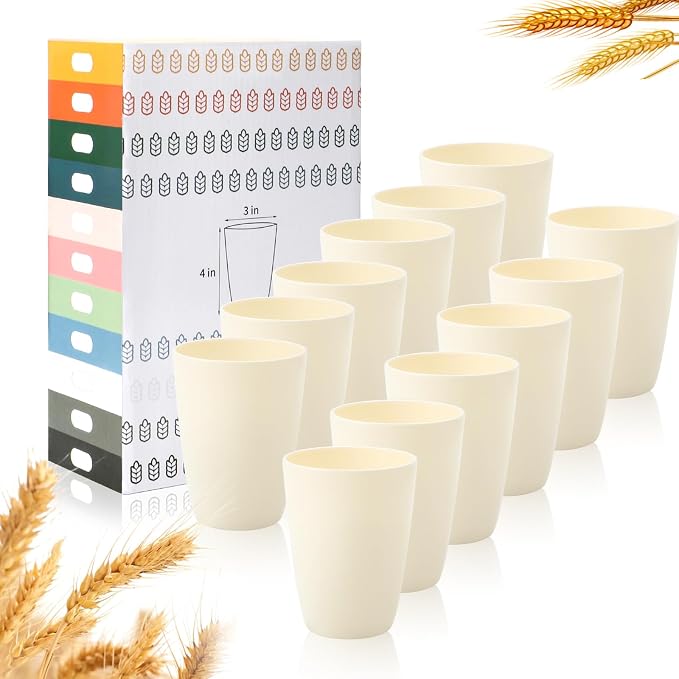 Lazycorner Wheat Straw Cup 12 Pcs Drinking Unbreakable Drinking Cup Reusable by Lazycorner