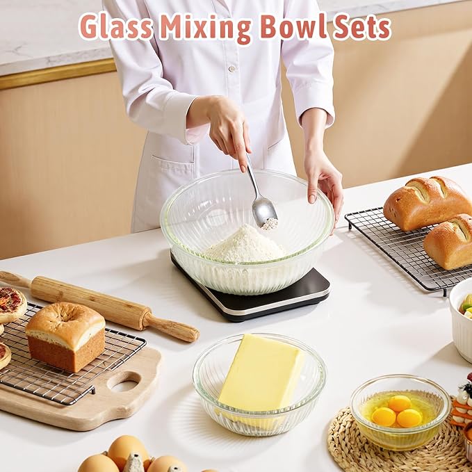 Glass Mixing Bowls with Lids Sets, Meal Prepping and Salad, Bpa Free, - Image 3