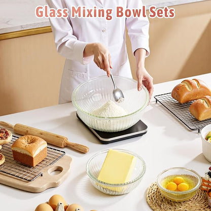 Glass Mixing Bowls with Lids Sets, Meal Prepping and Salad, Bpa Free, - Image 3