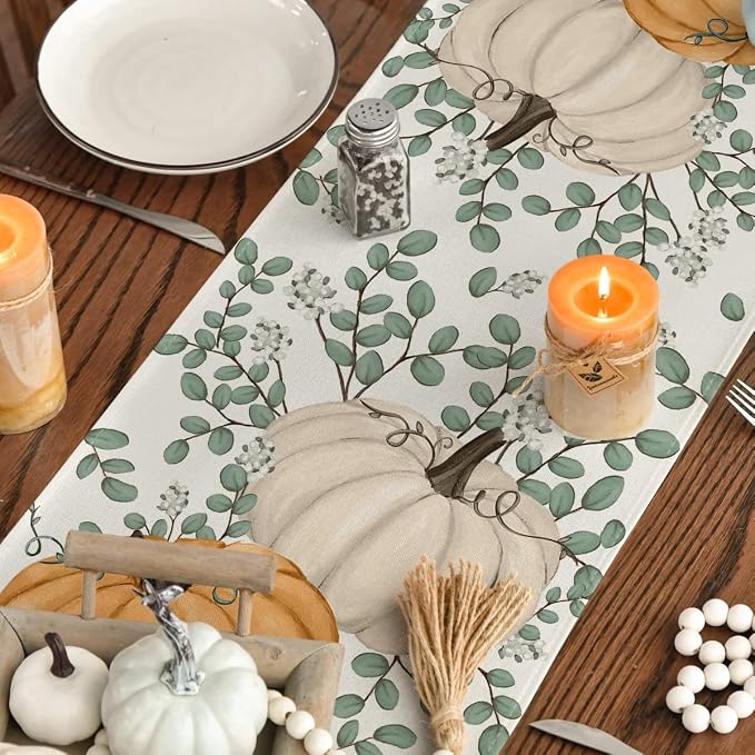 Artoid Mode 210 GSM Fall Table Runner 13x72 Inch Home Party Decor | Orange - Image 7