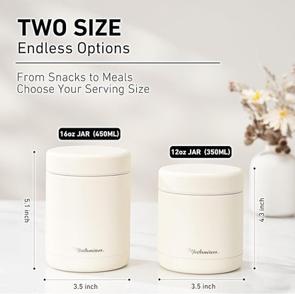 Stainless Steel Insulated Food Jar Set of 2 (16oz + 12oz) | Wide Mouth | Soup Thermo for Hot Food Lunch Container | Thermal LunchBox | Insulated Soup Bowl | Hot and Cold Lunch Box for Adults | SIlver