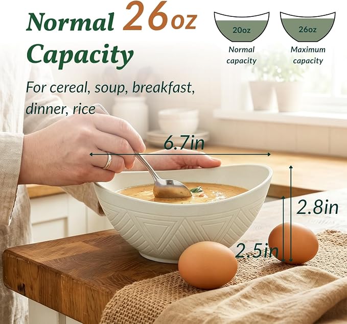 Wheat Straw Bowls 26 OZ Serving Bowls Oval Serving Dishes - Image 2