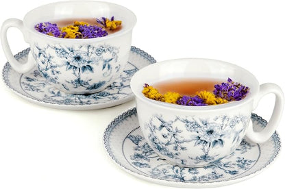 STP GOODS Blue Flowers Bone China Cup and Saucer Set in Gift Box - Image 8