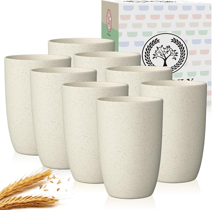 Homienly Cups for Kitchen Unbreakable Wheat Straw Cups 8 PCS Alternative to by HOMIENLY