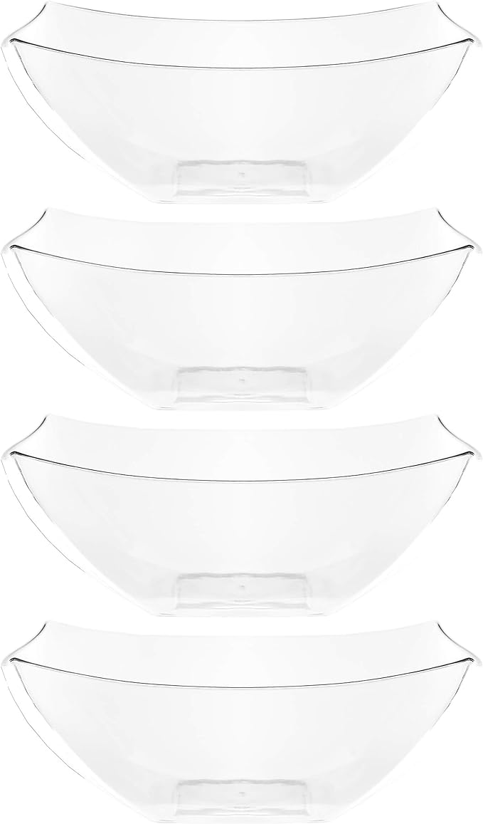 PLASTICPRO Disposable Square Serving Bowls, Party Snack or Salad Bowl, Plastic by PLASTICPRO