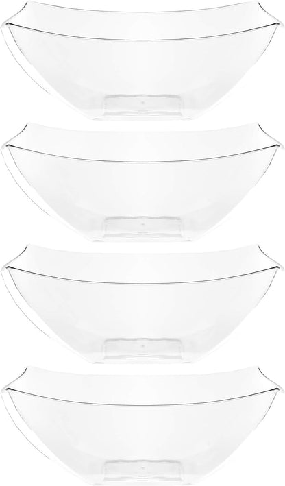 PLASTICPRO Disposable Square Serving Bowls, Party Snack or Salad Bowl, Plastic by PLASTICPRO