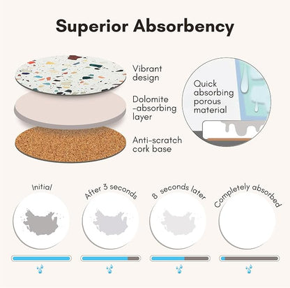 Absorbent Terrazzo Drink Coasters Set of 6 - Image 2