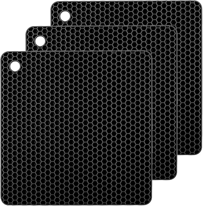 Silicone Non-Slip, Heat Resistant & Water-Trapping Trivet Mats by TENOC