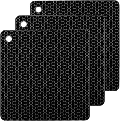Silicone Non-Slip, Heat Resistant & Water-Trapping Trivet Mats by TENOC