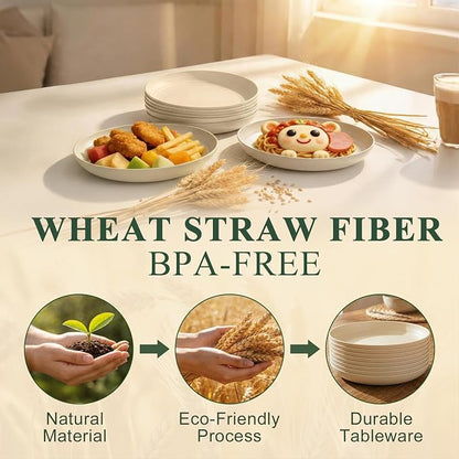 Kitchen Plates Set of 8, Wheat Straw Plate 8 Inch, Unbreakable & Lightweight - Image 3