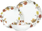 Melamine Dinnerware Sets 12 Pcs, Melamine Plates and Bowls,Party Plates and Bowls Sets, Camping Dishes Set for 4, Unbreakable, BPA Free, Dishwasher Safe（Yellow Maple Leaves）