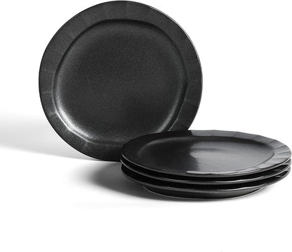 Stone Lain Oasis 4-Piece Salad Plate Set Stoneware, Black