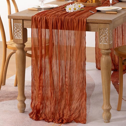 8 Pack Cheesecloth Terracotta Table Runner 10ft Rustic Gauze Decor | - Image 7