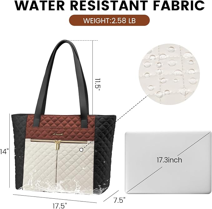 LOVEVOOK Laptop Bag for Women 17 inch, Diamond Quilted Work Tote Bags Womens - Image 4