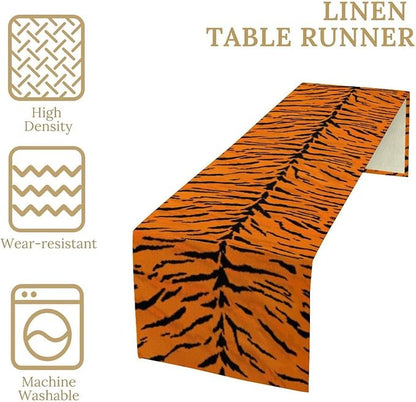Vintage Tiger Print Table Runner, Rustic Cottage Country Farm Animal Fur Skin - Image 4