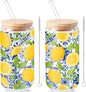 Sliner 2 Pcs Amalfi Lemon Glass Tumblers Capri Lemon Cups Drinkware 16 oz by Sliner