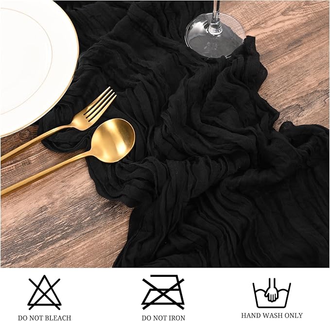 15 Pack Black Table Runner 17 x 108inch Cheesecloth Table Runner Boho Gauze - Image 7