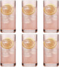 Physkoa Peach Ribbed Drinking Glasses Set of 6 – Vintage Embossed Highball by Physkoa